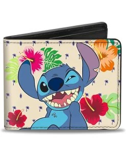 Buckle-Down Men's Stitch Winking Pose + Ohana Means Family/Tropical Icons, Multicolor, Standard Size