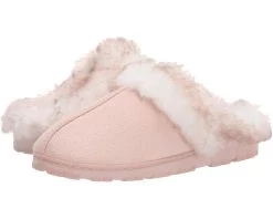 Jessica Simpson Women's Faux Fur Clog - Comfy Furry Soft Indoor House Slippers With Memory Foam