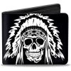 Buckle-Down PU Bifold Wallet - Native American Skull Black/White