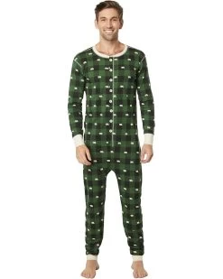 Little Blue House By Hatley Unisex Forest Green Plaid Union Suit