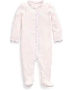 Polo Ralph Lauren Kids Floral-Trim Cotton Coverall (Infant)