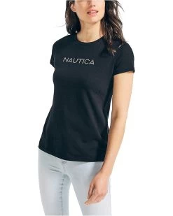 Nautica Women's Easy Comfort Supersoft 100% Cotton Classic Logo T-Shirt