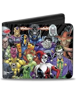 Buckle-Down Mens Buckle-down Pu Bifold - Dc 23-villains Group Pose Black/Gray Bi Fold Wallet, Multicolor, 4.0 X 3.5 US