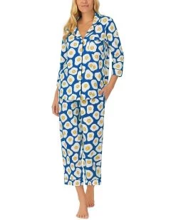 Bedhead PJs Zappos Print Lab: Sunny Side Up 3/4 Sleeve Cropped PJ Set