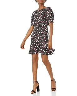 Karl Lagerfeld Paris Women's Jacquard Dot Flounce Dress