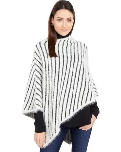 San Diego Hat Company Fuzzy Yarn Striped Poncho